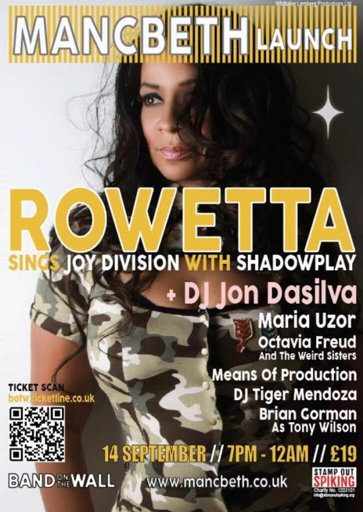 Rowetta poster for the MancBeth launch